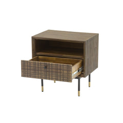 Ridge Nightstand in Solid Acacia open drawer detail - acacia nightstand by LH Imports - Whats New Furniture Portland OR