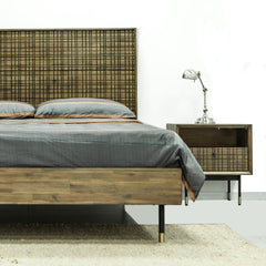 Ridge Nightstand in Solid Acacia room setting - acacia nightstand by LH Imports - Whats New Furniture Portland OR