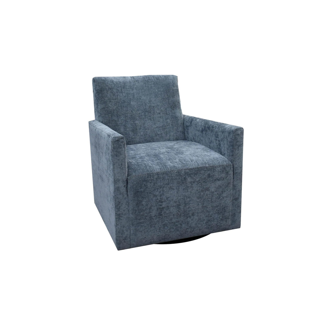 Riley Swivel Club Chair in Aqua Chenille alternate angle - swivel club chair by LH Imports - Whats New Furniture Portland OR