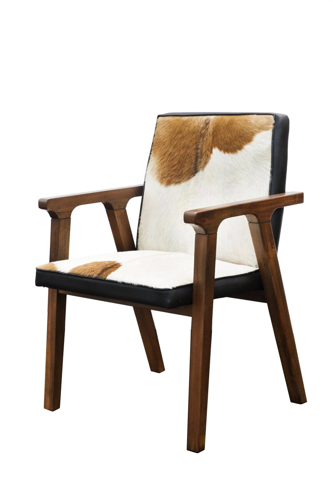 Rio Cool Armchair - Brown Mindi Oak, Leather/Goat Hair in Brown Mindi Oak Hide side angle - Mindi oak armchair by LH Imports - Whats New Furniture Portland OR