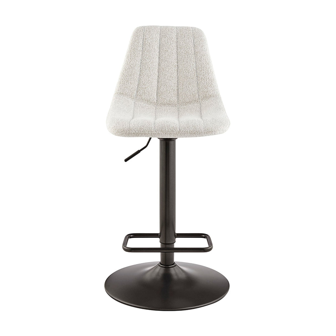 Robert KD Boucle Gaslift Swivel Bar Stool in Posh Ivory side angle - boucle swivel bar stool by NPD - Whats New Furniture Portland OR