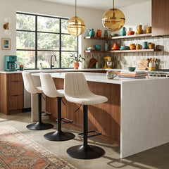 Robert KD Boucle Gaslift Swivel Bar Stool in Posh Ivory fabric detail - boucle swivel bar stool by NPD - Whats New Furniture Portland OR