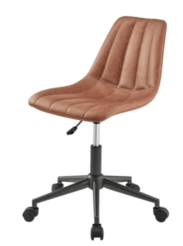 Robert KD Faux Leather Swivel Office Chair in Umber Brown side angle - swivel office chair by NPD - Whats New Furniture Portland OR