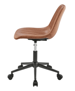Robert KD Faux Leather Swivel Office Chair in Umber Brown side view - swivel office chair by NPD - Whats New Furniture Portland OR