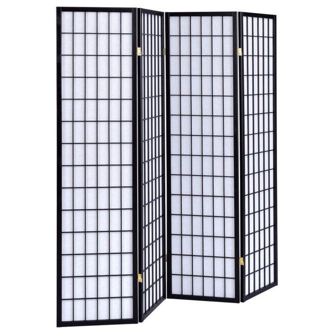 Roberto 4-Panel Room Divider in black - modern shoji folding screen by Coaster - Whats New Furniture Portland OR