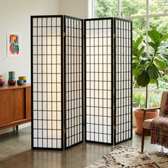 Roberto 4-Panel Room Divider in white marble detail view - modern shoji folding screen by Coaster - Whats New Furniture Portland OR