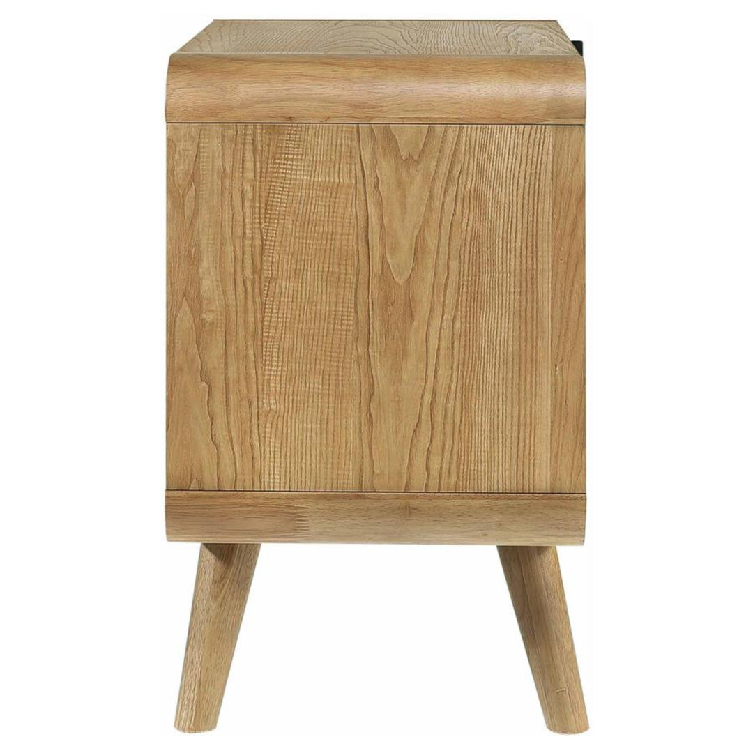Robyn 2-drawer Nightstand in Natural side view - two drawer nightstand by Coaster - Whats New Furniture Portland OR