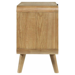 Robyn 2-drawer Nightstand in Natural side view - two drawer nightstand by Coaster - Whats New Furniture Portland OR