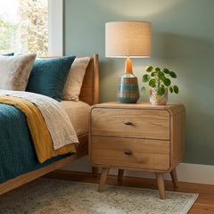 Robyn 2-drawer Nightstand in Natural styled room setting - two drawer nightstand by Coaster - Whats New Furniture Portland OR