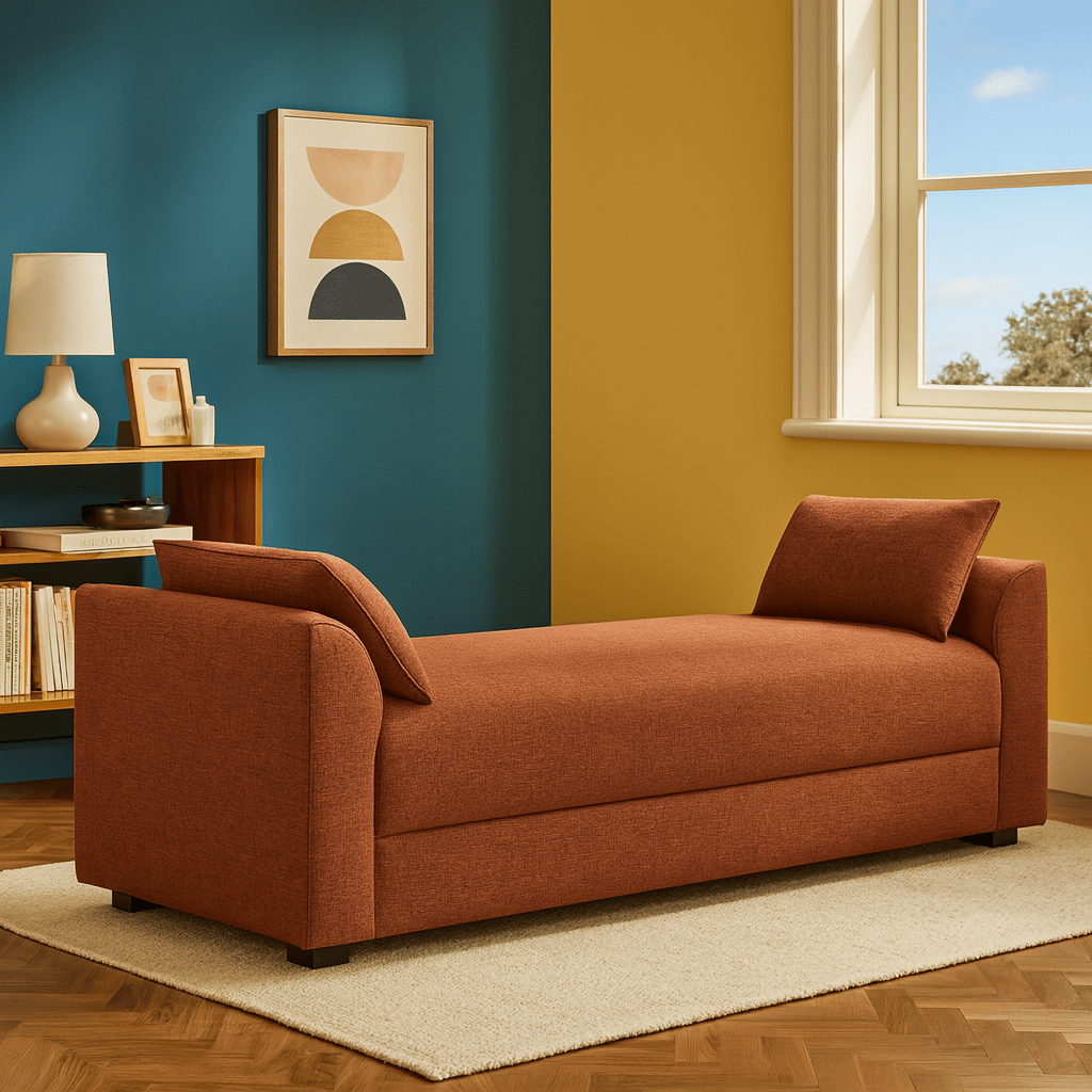 Rochester Daybed in Belfast Cream side view - boucle daybed private label - Whats New Furniture Portland OR