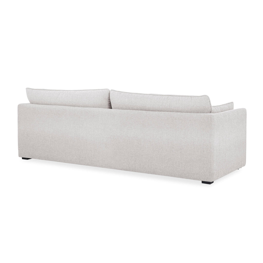 Rochester Sofa in Belfast Cream lifestyle setting - mid-century chenille sofa private label - Whats New Furniture Portland OR