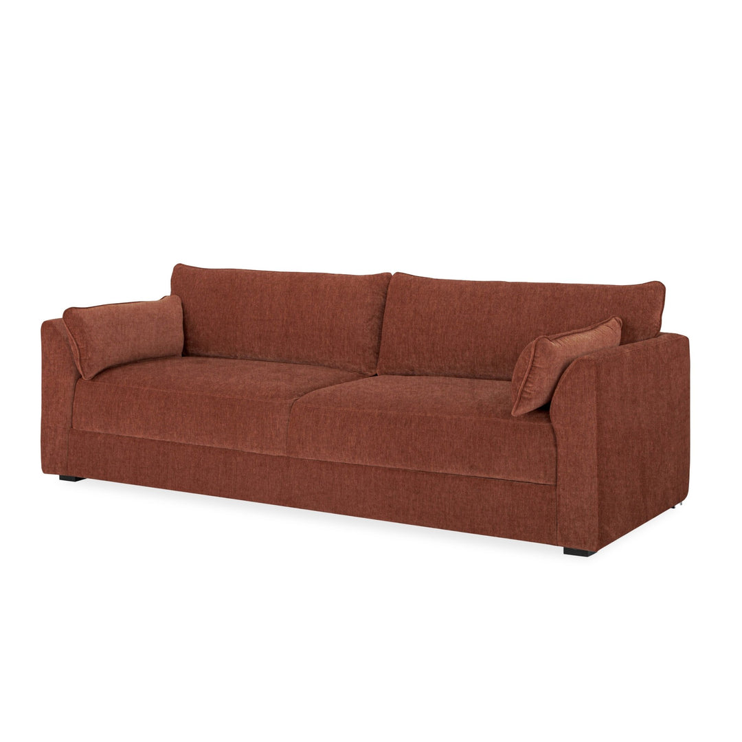 Rochester Sofa in Caramel side view - mid-century chenille sofa private label - Whats New Furniture Portland OR