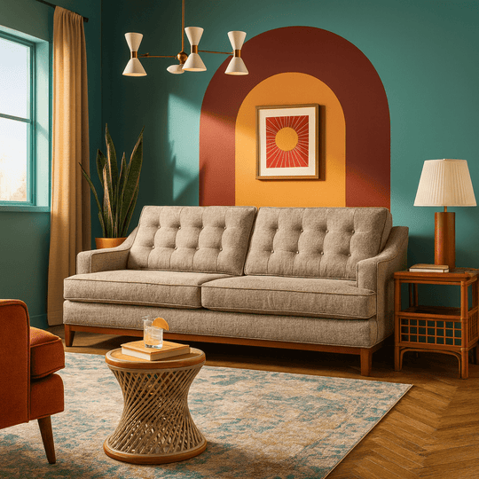 Rogue Transitional Sofa in Blackstone in Highway Blackstone lifestyle setting - transitional sofa by Stanton - Whats New Furniture Portland OR