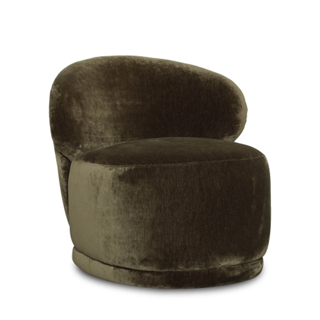 Rollo Club Chair in Distressed Velvet Khaki Green side angle - velvet club chair by LH Imports - Whats New Furniture Portland OR