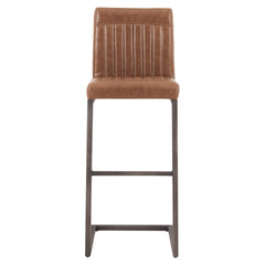 Ronan KD Faux Leather Bar Stool in Antique Cigar Brown side angle - faux leather bar stool by NPD - Whats New Furniture Portland OR