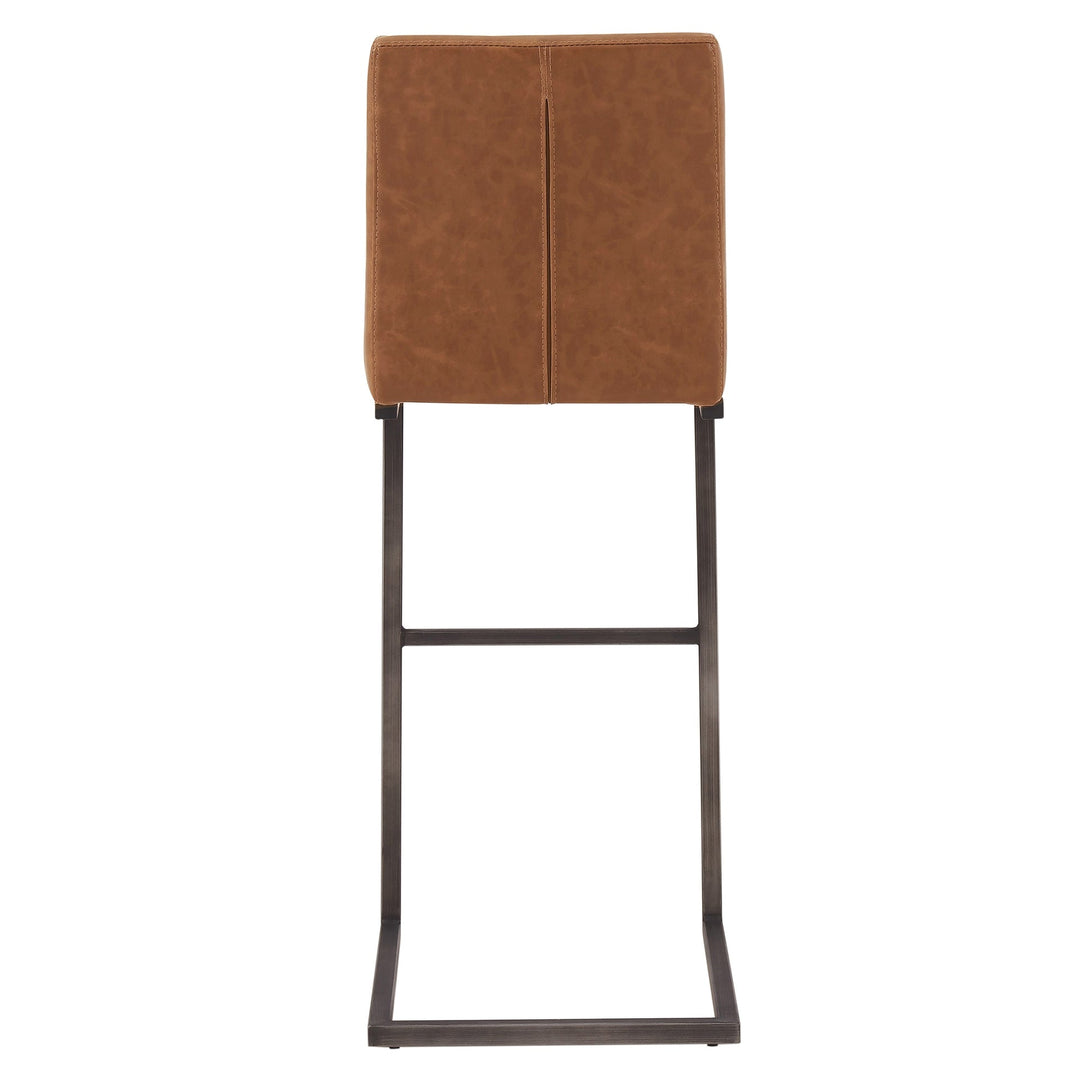 Ronan KD Faux Leather Bar Stool in Antique Cigar Brown back view - faux leather bar stool by NPD - Whats New Furniture Portland OR