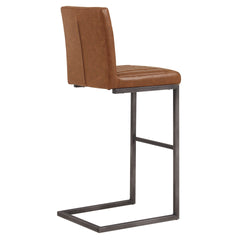 Ronan KD Faux Leather Bar Stool in Antique Cigar Brown detail view - faux leather bar stool by NPD - Whats New Furniture Portland OR