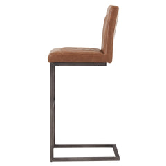 Ronan KD Faux Leather Bar Stool in Antique Cigar Brown side view - faux leather bar stool by NPD - Whats New Furniture Portland OR