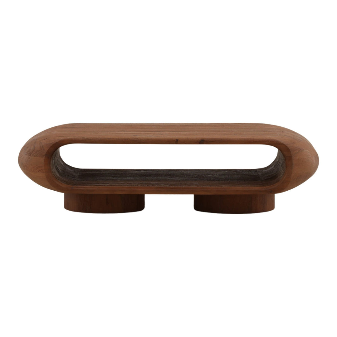 Ronin Coffee Table - Oval Acacia Wood in Brown - front studio view - Coffee Table by Dovetail - Whats New Furniture Portland OR