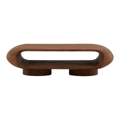 Ronin Coffee Table - Oval Acacia Wood in Brown - front studio view - Coffee Table by Dovetail - Whats New Furniture Portland OR