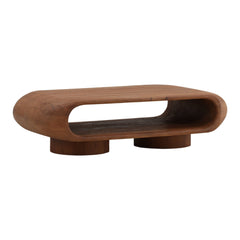 Ronin Coffee Table - Oval Acacia Wood in Brown - front three-quarter studio view - Coffee Table by Dovetail - Whats New Furniture Portland OR