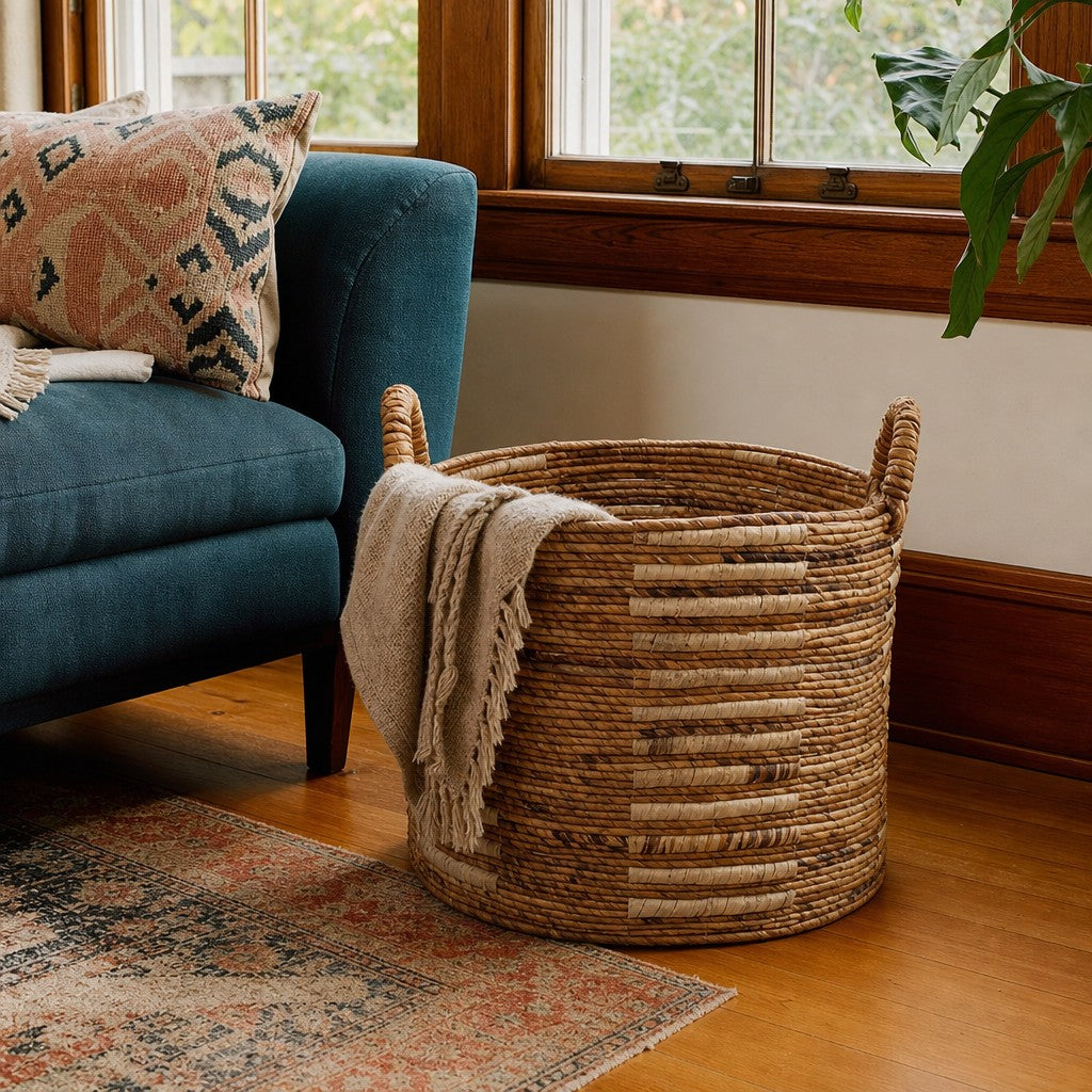 Rook Basket, Large styled in a Portland Craftsman bungalow living room lifestyle - Whats New Furniture