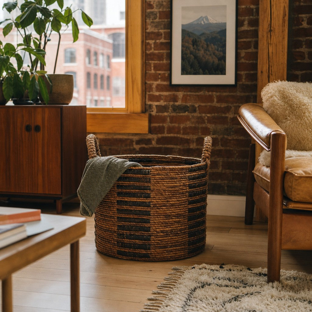 Rook Basket, Medium styled in a Portland Pearl District loft lifestyle - Whats New Furniture