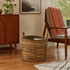 Rook Basket, Small styled in a Portland mid-century living room lifestyle - Whats New Furniture
