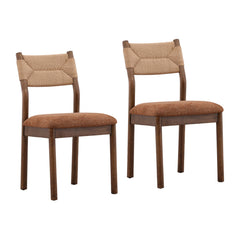 Rosabel Dining Chair Set of 2 - Woven Back Rust in Rust - front three-quarter studio view - Dining Chair by Dovetail - Whats New Furniture Portland OR