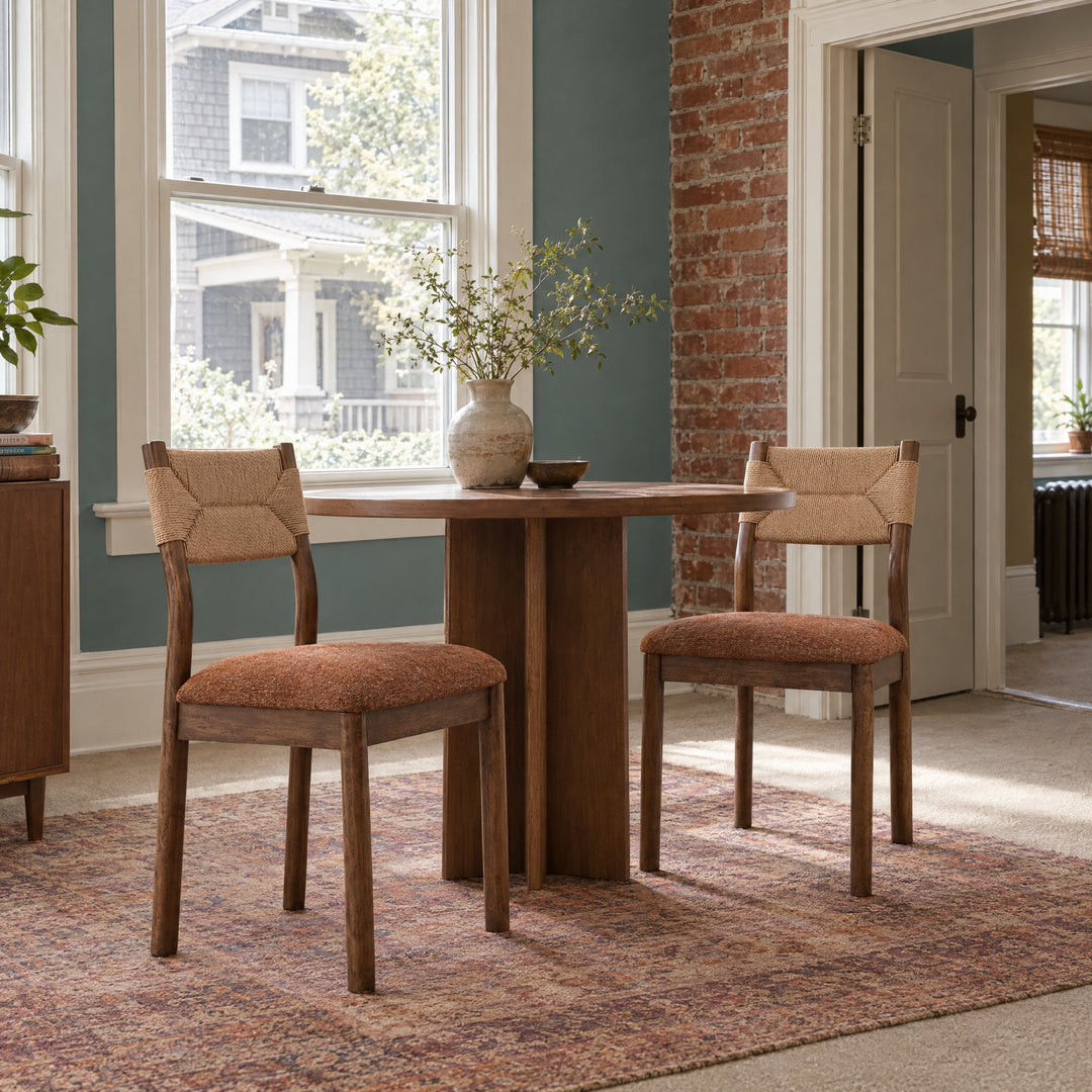 Rosabel Dining Chair Set of 2 - Woven Back Rust in Rust styled in a Portland home - Whats New Furniture