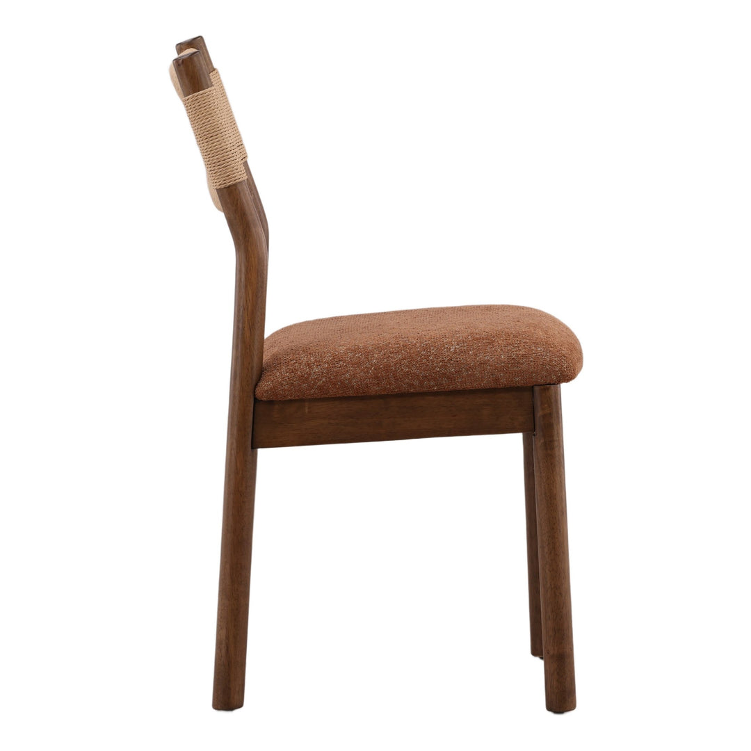 Rosabel Dining Chair Set of 2 - Woven Back Rust in Rust - side profile studio view - Dining Chair by Dovetail - Whats New Furniture Portland OR