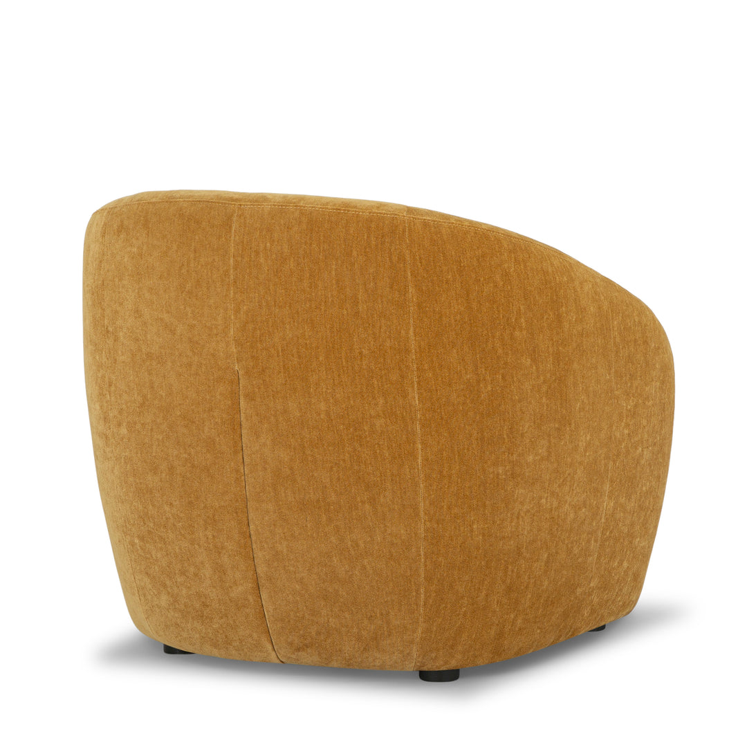 Roselawn Accent Chair in Canna Fennel back view - mid-century barrel accent chair private label - Whats New Furniture Portland OR