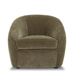 Roselawn Accent Chair in Moss Olive Green fabric colorway - mid-century barrel accent chair private label - Whats New Furniture Portland OR