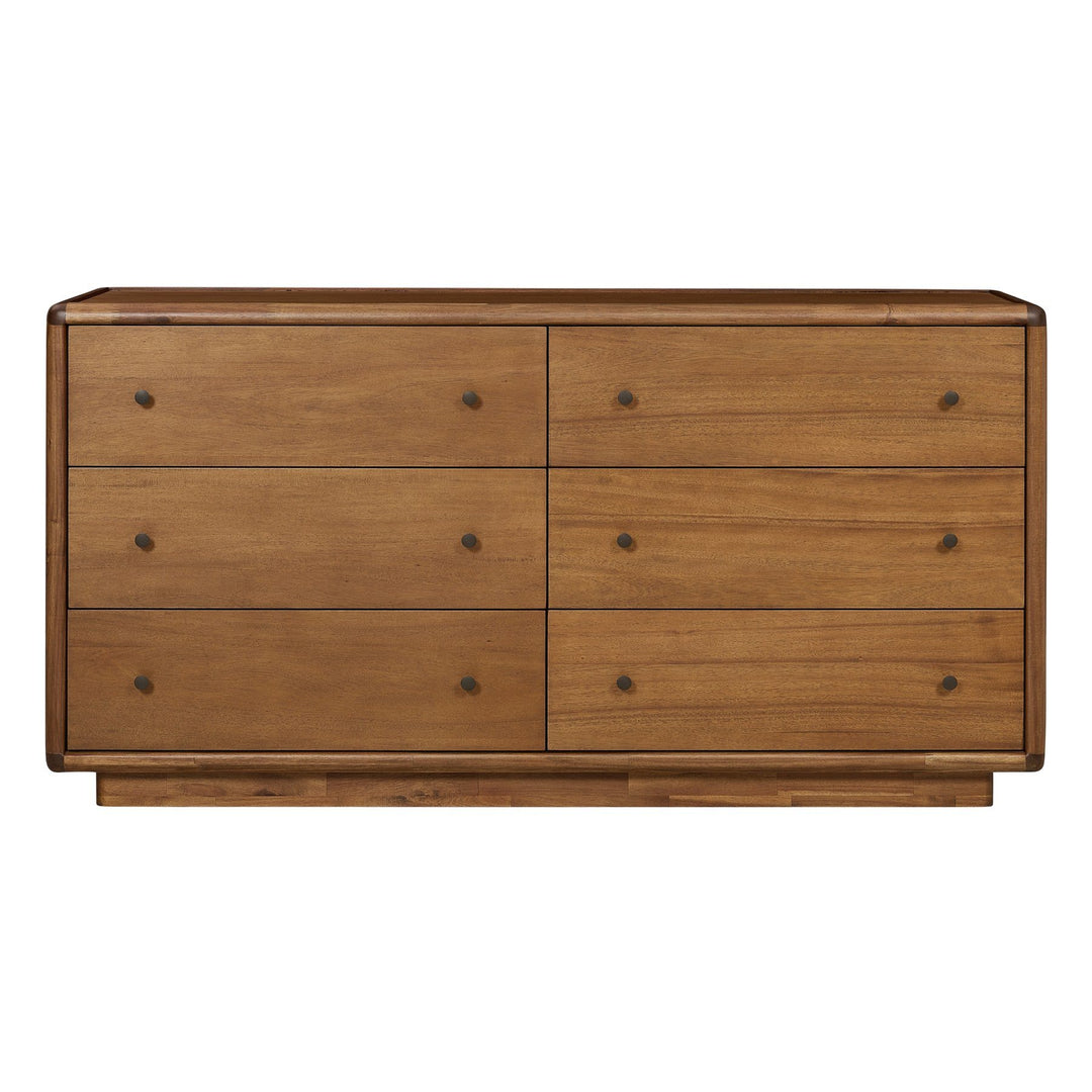 Rosette 6-Drawer Dresser in Hazelnut Brown - front studio view - Whats New Furniture Portland