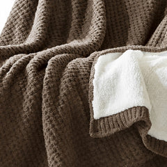 Rowan Waffle Knit Throw in Brown texture detail - throw blanket by Olliix - Whats New Furniture Portland OR