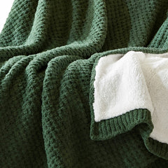 Rowan Waffle Knit Throw in Green texture detail - throw blanket by Olliix - Whats New Furniture Portland OR