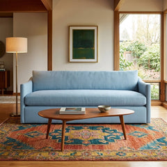 Adler Apartment Sofa styled in a bright Portland mid-century modern interior - Whats New Furniture