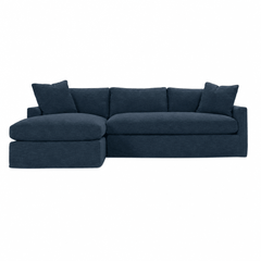 Bradford Slipcovered Sectional in Sapphire chenille - Hand-Built USA chaise sectional by Rowe - Whats New Furniture Portland OR