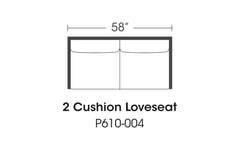 Rowe Concord 2-cushion loveseat P610-004 plan-view drawing, 58 inches wide - Whats New Furniture Portland