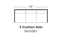 Rowe Concord 3-cushion sofa P610-001 plan-view drawing, 79 inches wide - Whats New Furniture Portland