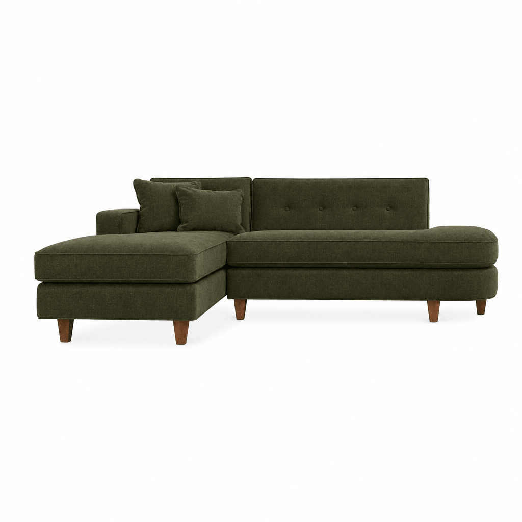 Dorset Sectional in Evergreen side angle - Hand-Built USA chaise sectional by Rowe - Whats New Furniture Portland OR