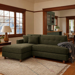 Dorset Sectional in Evergreen styled in a Portland Craftsman living room - Whats New Furniture