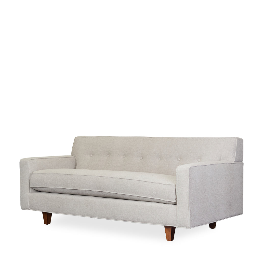 Dorset Sofa in beige side angle - tufted track-arm sofa by Rowe - Whats New Furniture Portland OR
