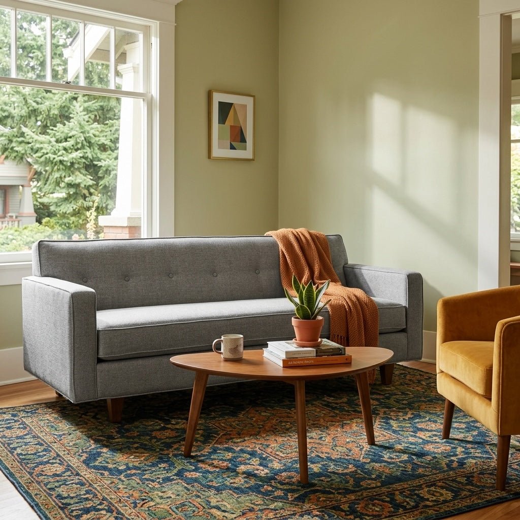 Dorset Sofa styled in a bright Portland mid-century modern interior - Whats New Furniture