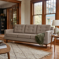 Ethan Sofa in Poppy styled in a Portland Craftsman living room - Whats New Furniture