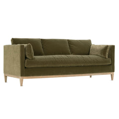 Leo Sofa in olive side angle - modern custom fabric sofa by Rowe - Whats New Furniture Portland OR