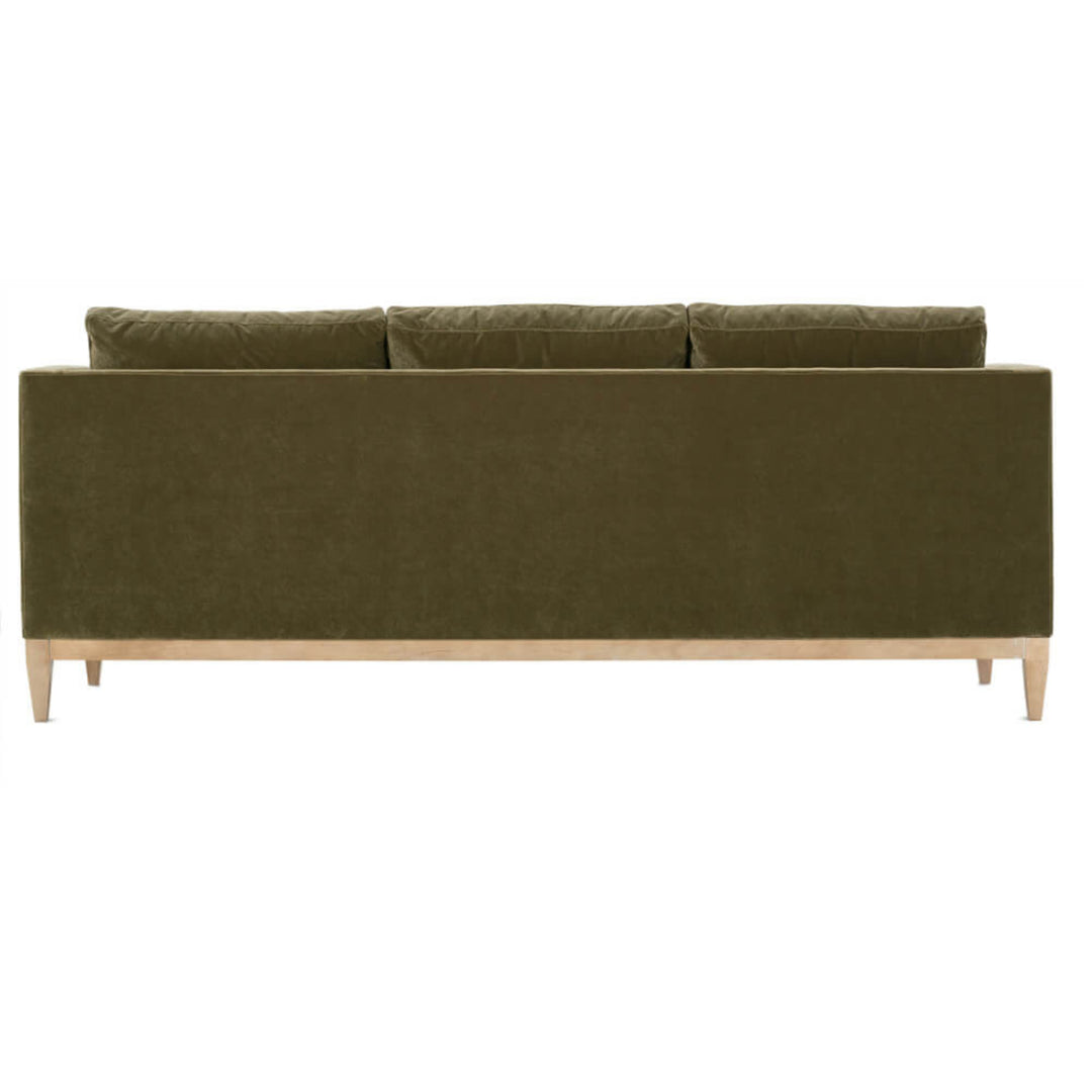 Leo Sofa in olive back view - modern custom fabric sofa by Rowe - Whats New Furniture Portland OR
