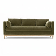 Leo Sofa in olive side view - modern custom fabric sofa by Rowe - Whats New Furniture Portland OR