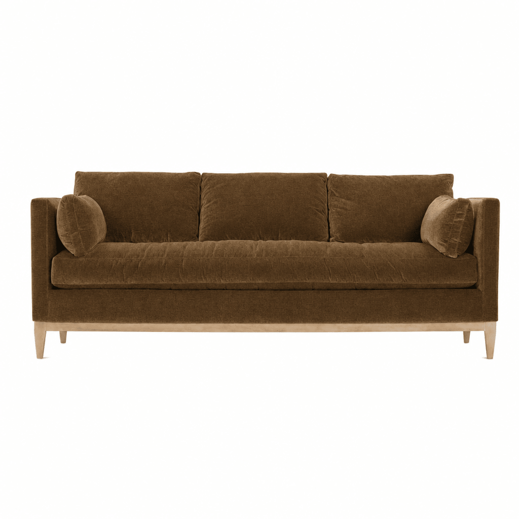 Leo Sofa in Golden Ocher bronze chenille - modern custom fabric sofa by Rowe - Whats New Furniture Portland OR
