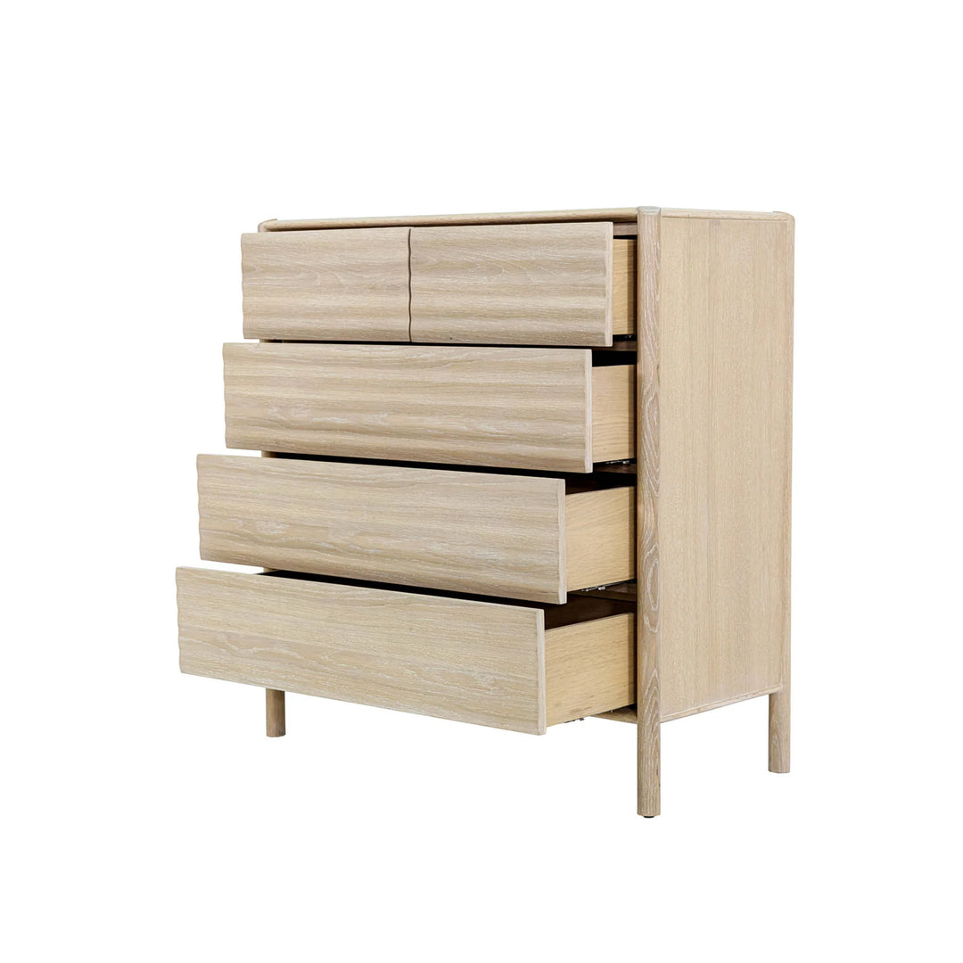 Runway 5 Drawer Chest in Light Oak open drawer view - light oak chest by LH Imports - Whats New Furniture Portland OR